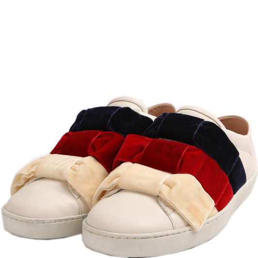 Gucci Leather Ace Low Ribbon Sneakers Sz