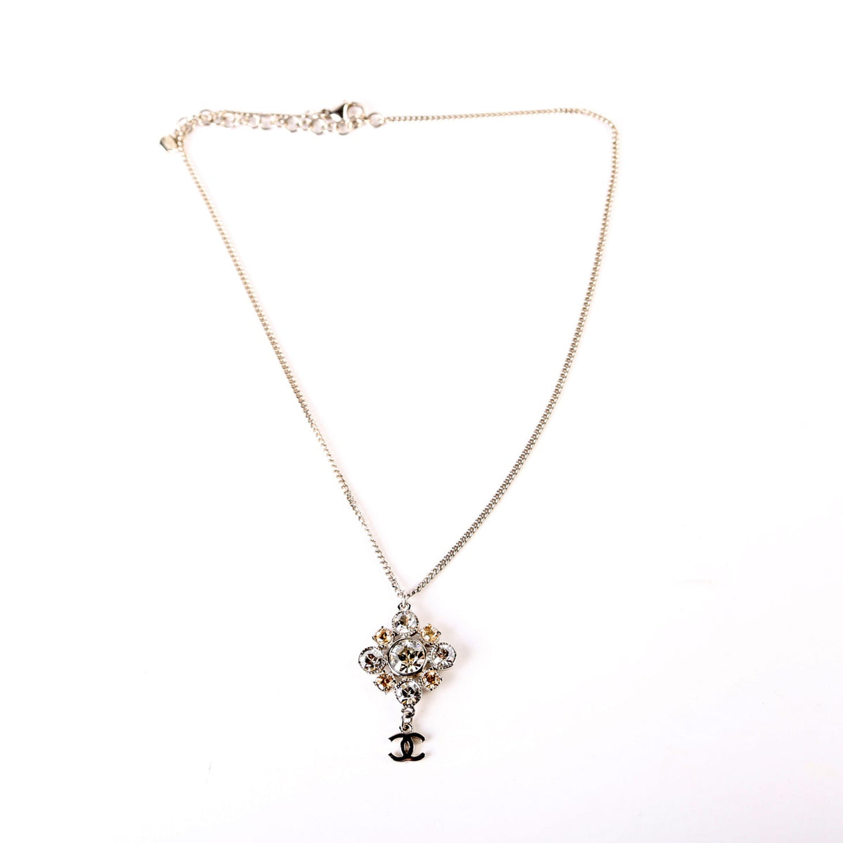 Rhinestone Cluster CC Pendant Necklace