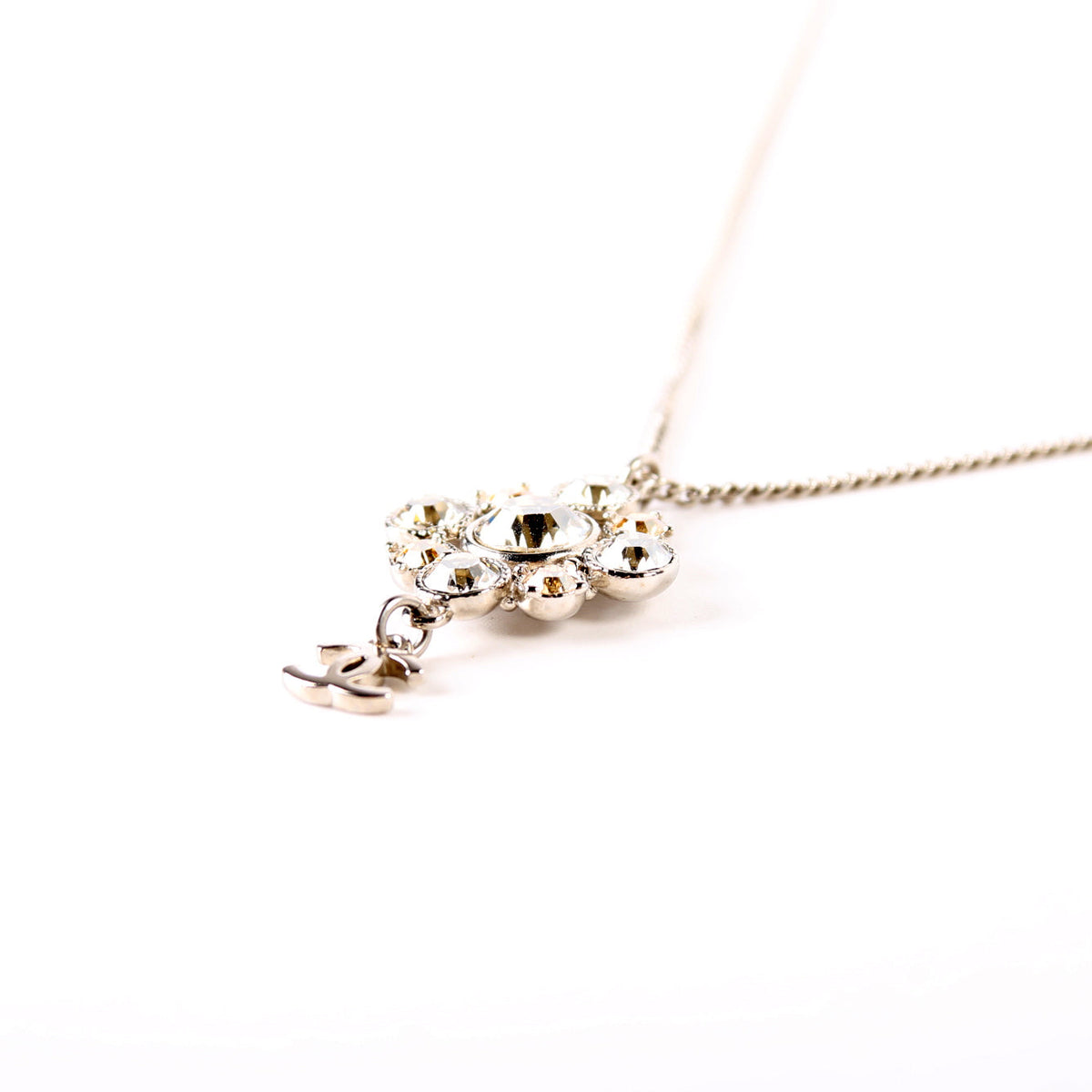 Rhinestone Cluster CC Pendant Necklace