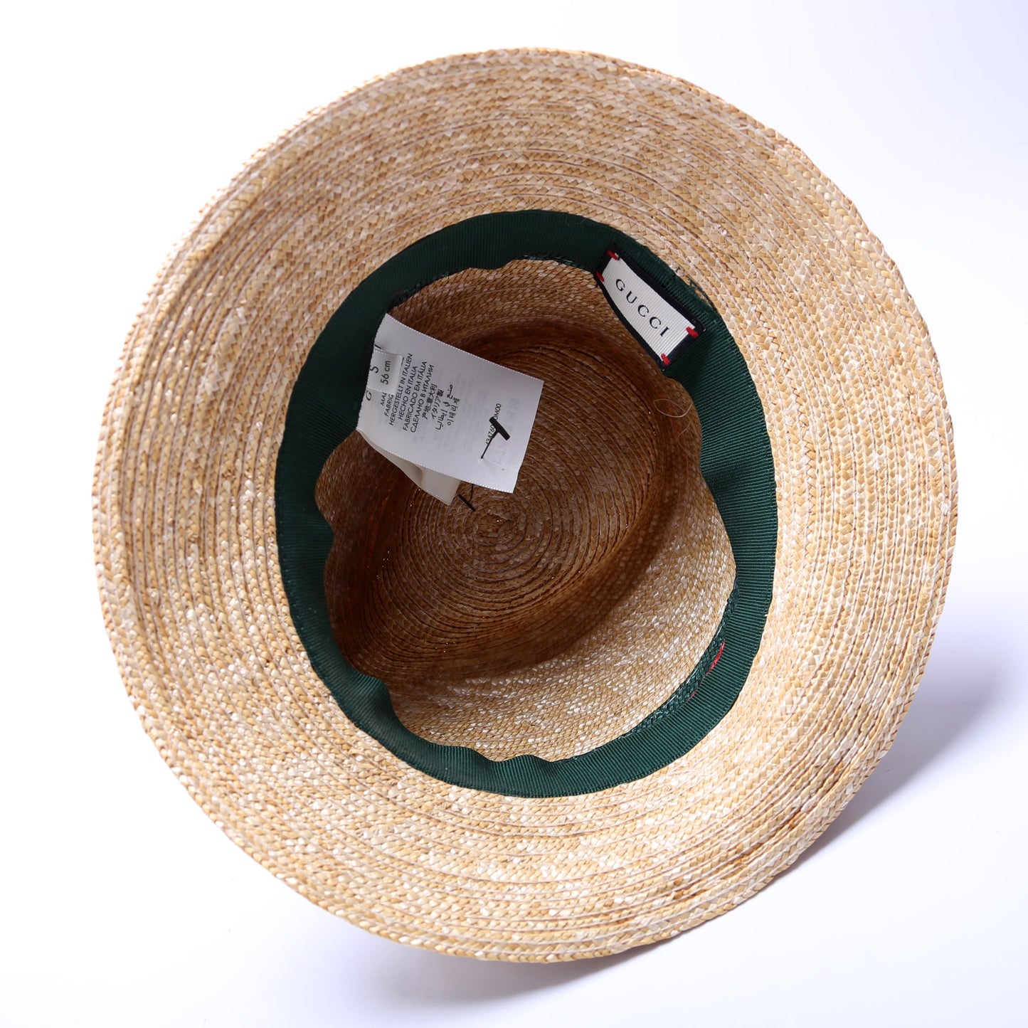 Gucci Striped Straw Fedora Hat Size Small