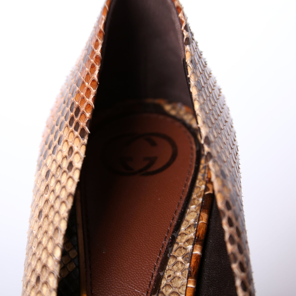 Snakeskin Open Toe Pumps Size .