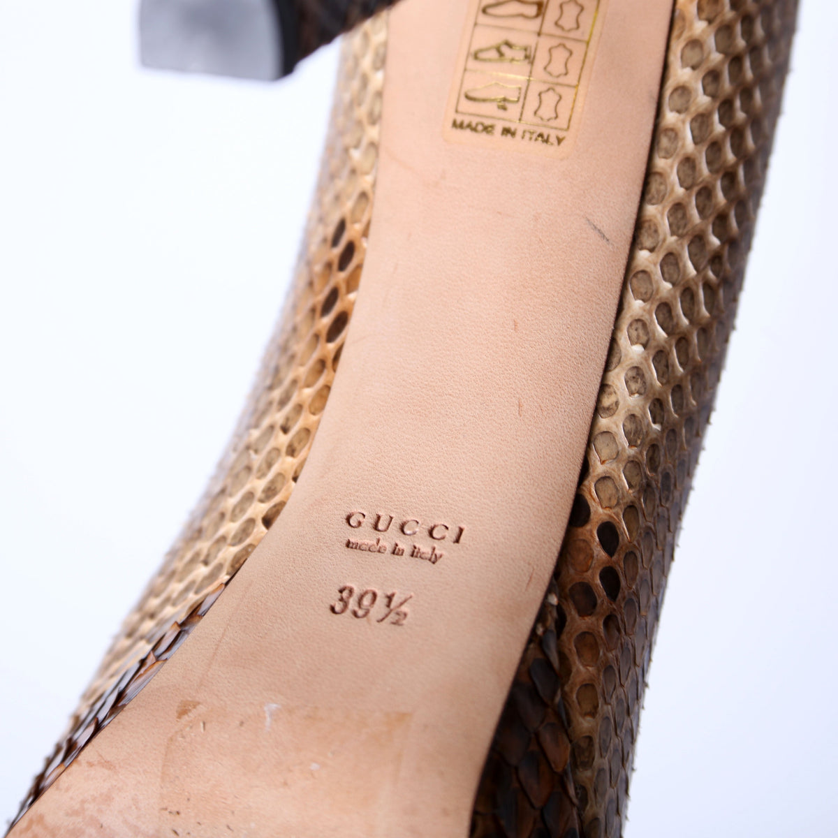 Snakeskin Open Toe Pumps Size .