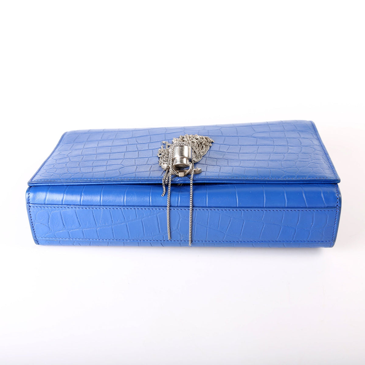 Kate Tassel Satchel Medium Croc Embossed 354119 Blue