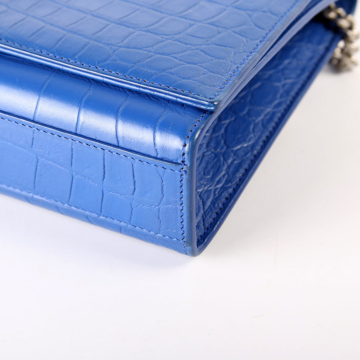Kate Tassel Satchel Medium Croc Embossed 354119 Blue
