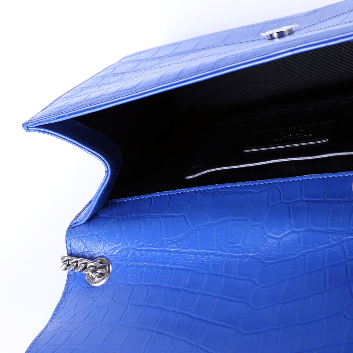 Kate Tassel Satchel Medium Croc Embossed  Blue
