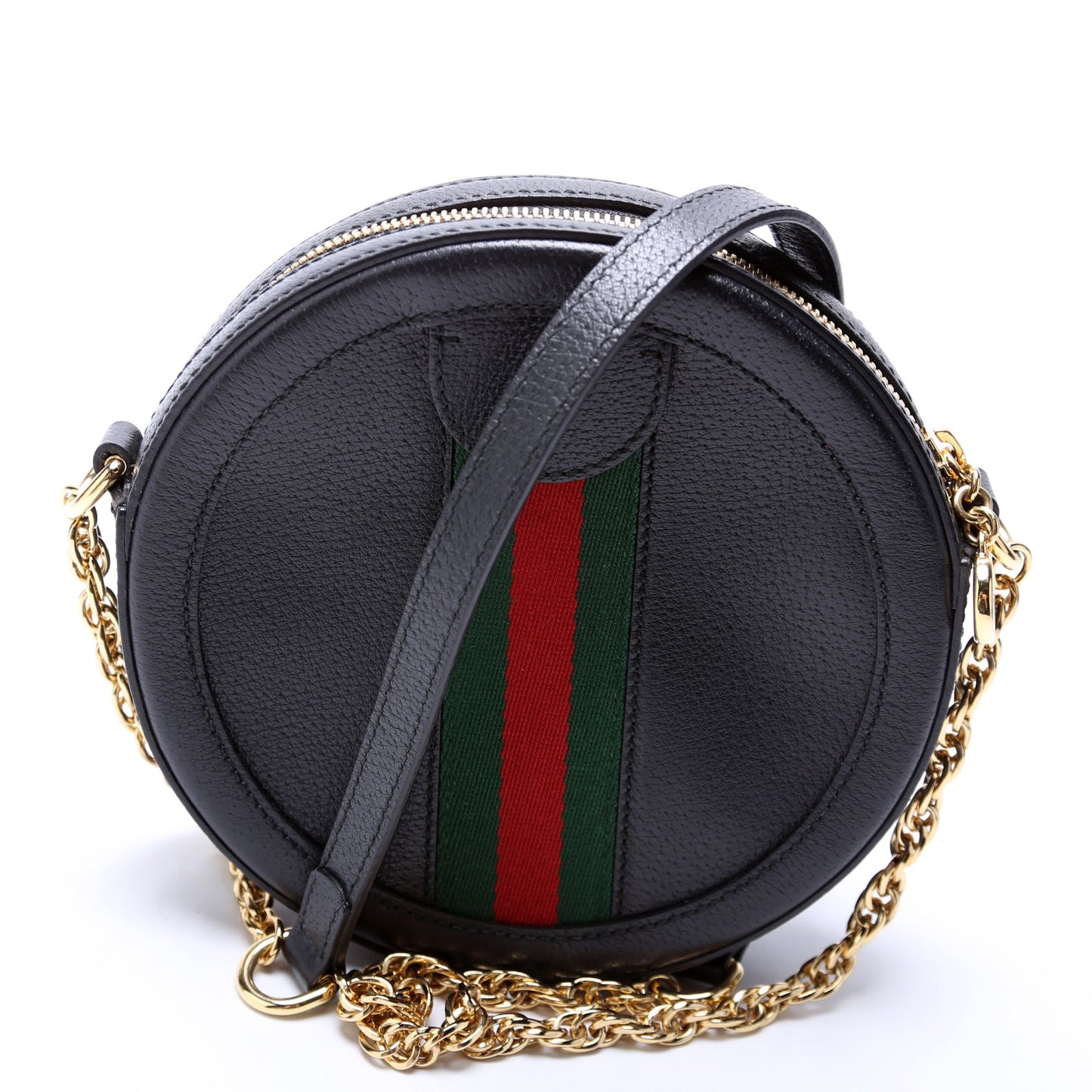 Ophidia Leather Round Small Crossbody Black