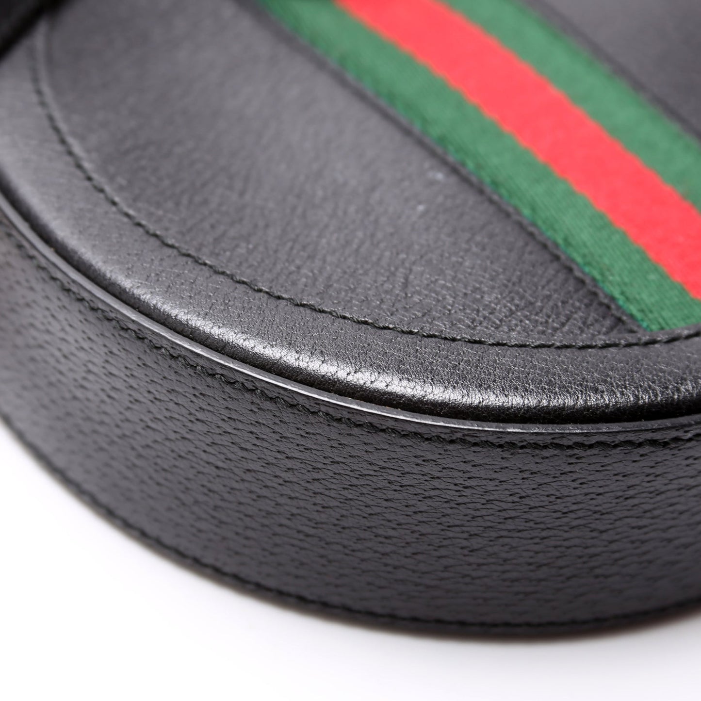Ophidia Leather Round Small Crossbody Black