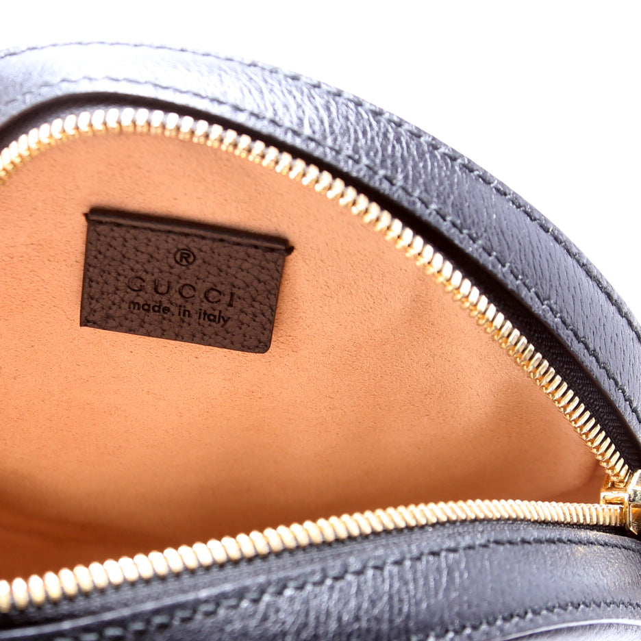 Ophidia Leather Round Small Crossbody Black