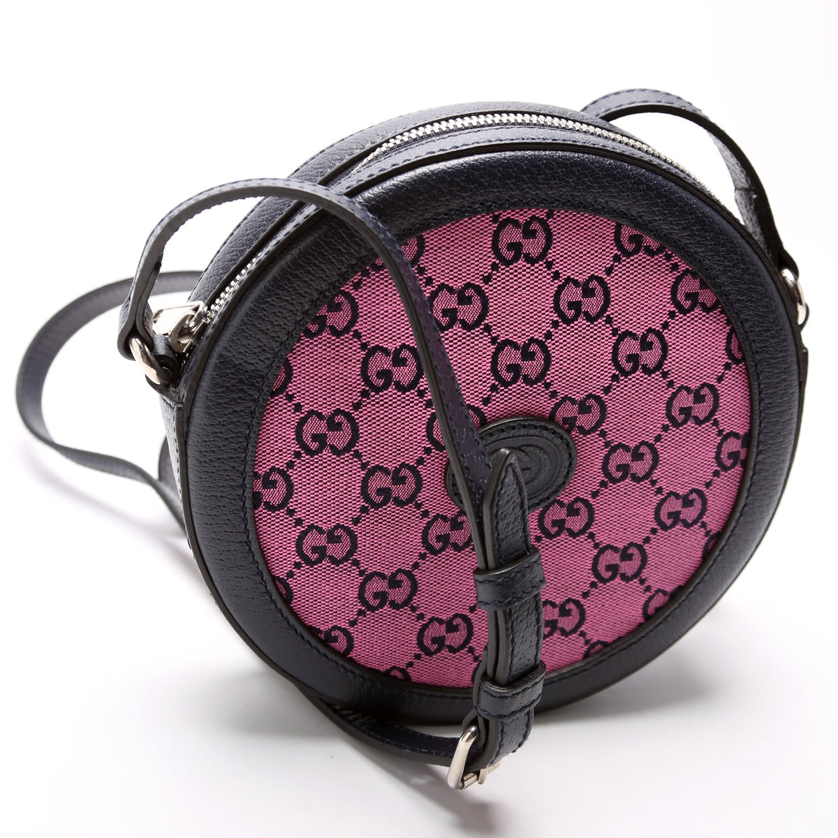 GG Multicolor Canvas Interlocking G Round Bag Pink