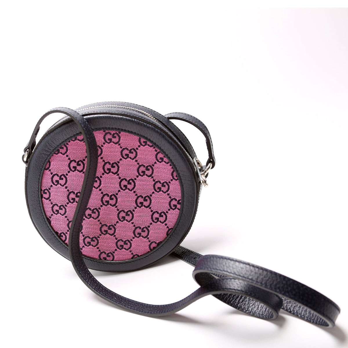 GG Multicolor Canvas Interlocking G Round Bag Pink