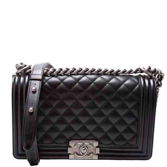 Boy Flap Medium Old Caviar RFID Black