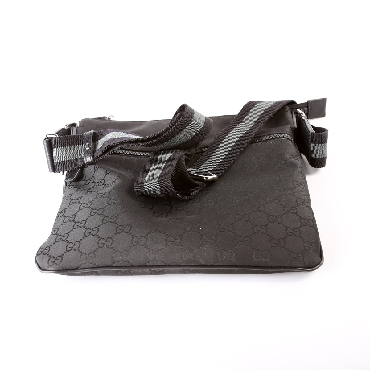 GG Nylon Small Flat Messenger Black