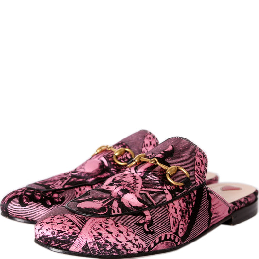 Gucci Princetown Printed Silk Mules Size