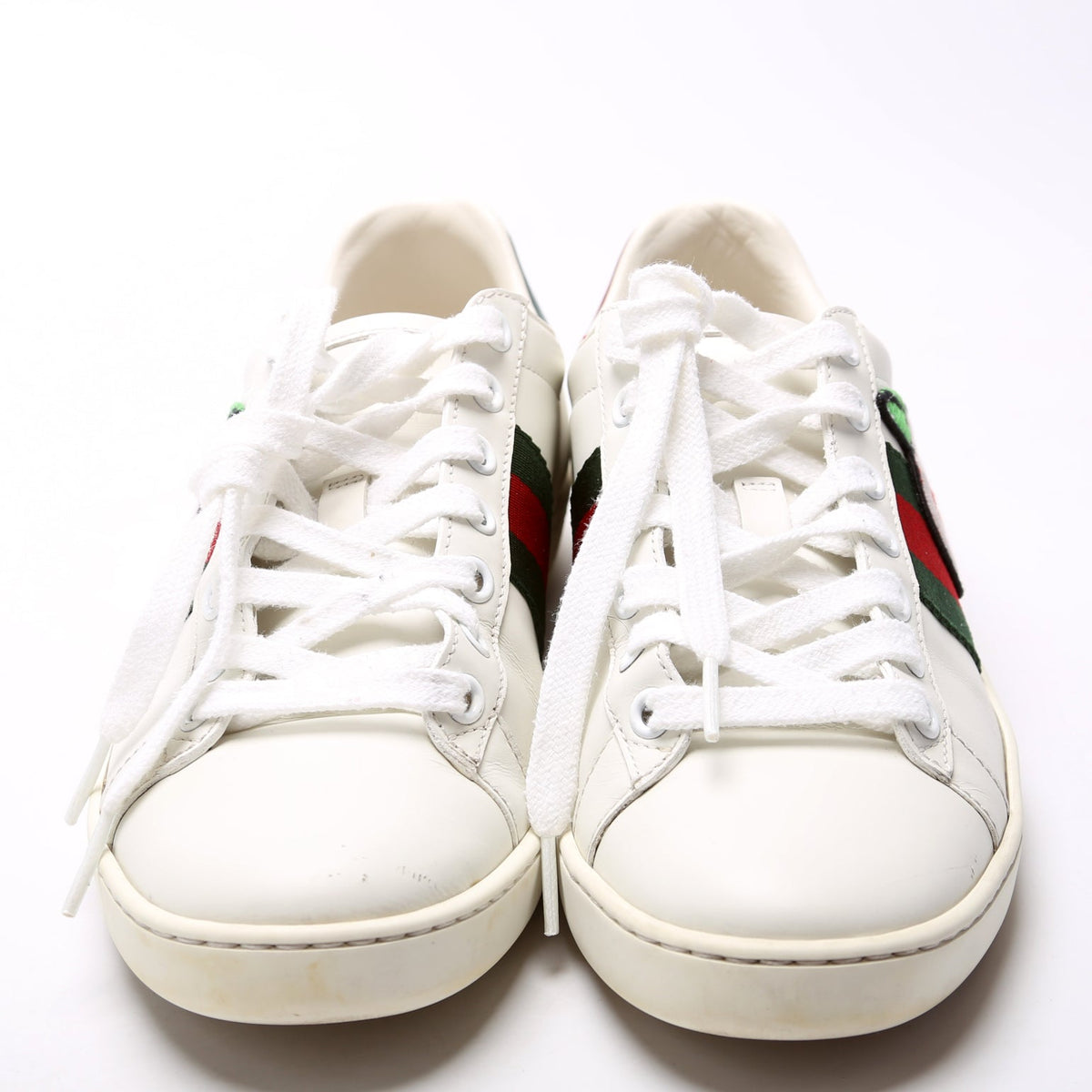Ace Web Apple Embroidered Leather Sneakers Size