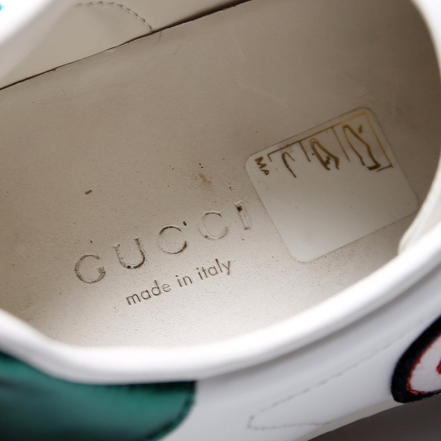 Ace Web Apple Embroidered Leather Sneakers Size