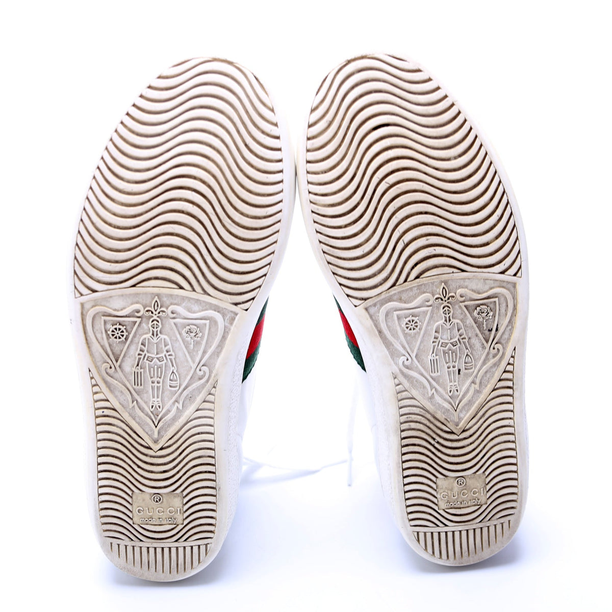 Ace Web Apple Embroidered Leather Sneakers Size