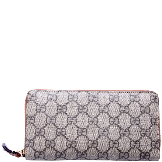GG Supreme Calfskin Zip Around Wallet Brown