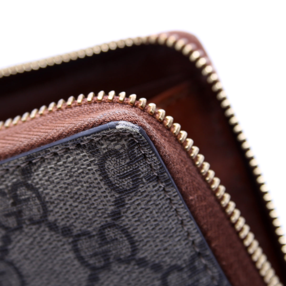 GG Supreme Calfskin Zip Around Wallet Brown