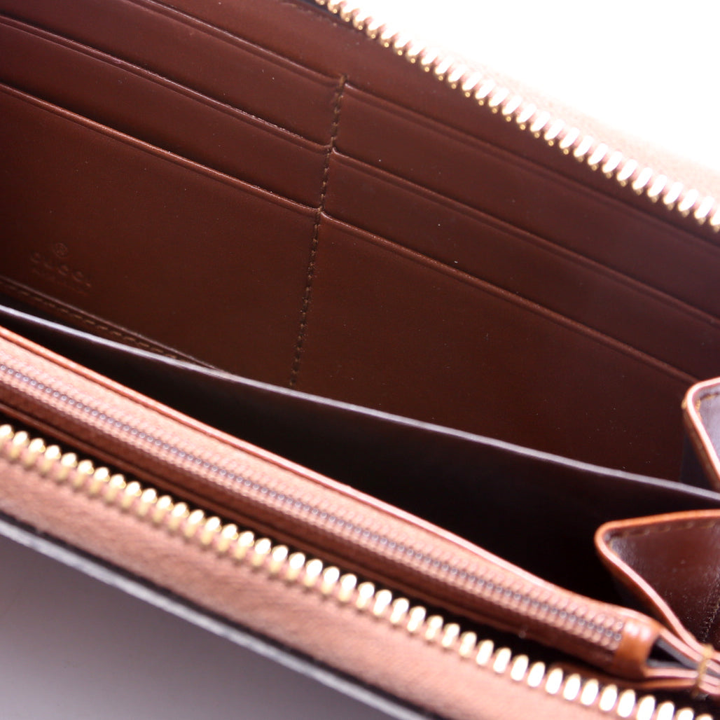 GG Supreme Calfskin Zip Around Wallet Brown