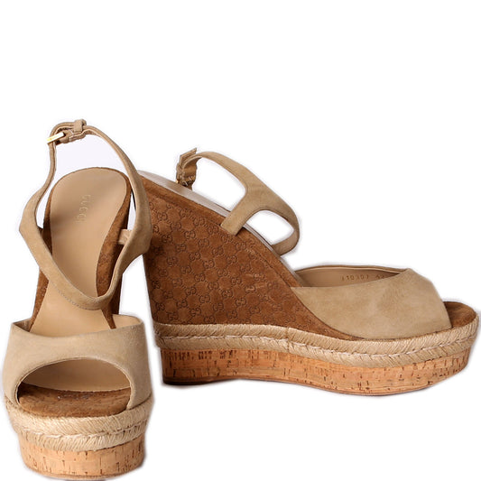 Gucci GG Suede Espadrille Wedges Size