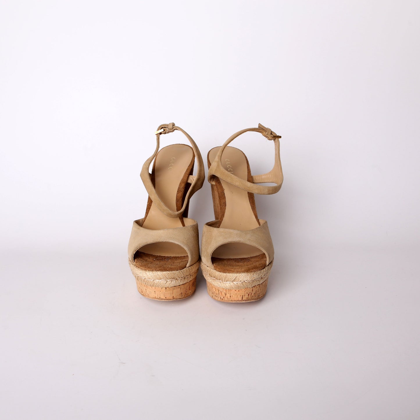Gucci GG Suede Espadrille Wedges Size