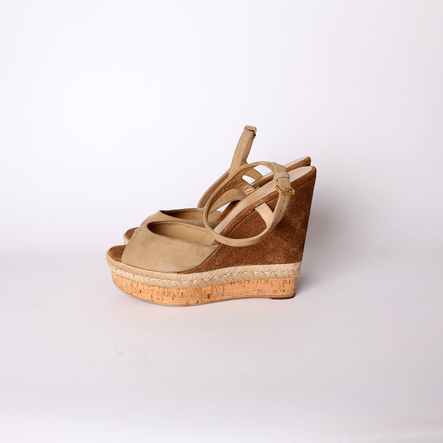 Gucci GG Suede Espadrille Wedges Size
