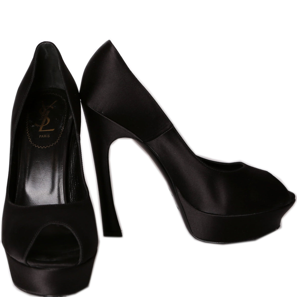 Satin Platform Open-Toe Pumps Size .