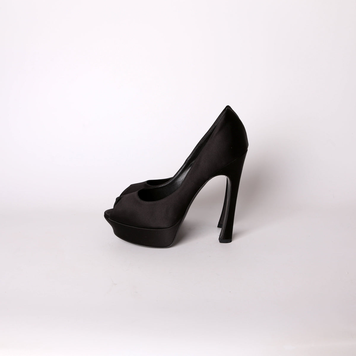 Satin Platform Open-Toe Pumps Size .