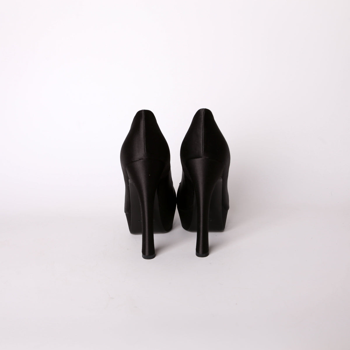 Satin Platform Open-Toe Pumps Size .