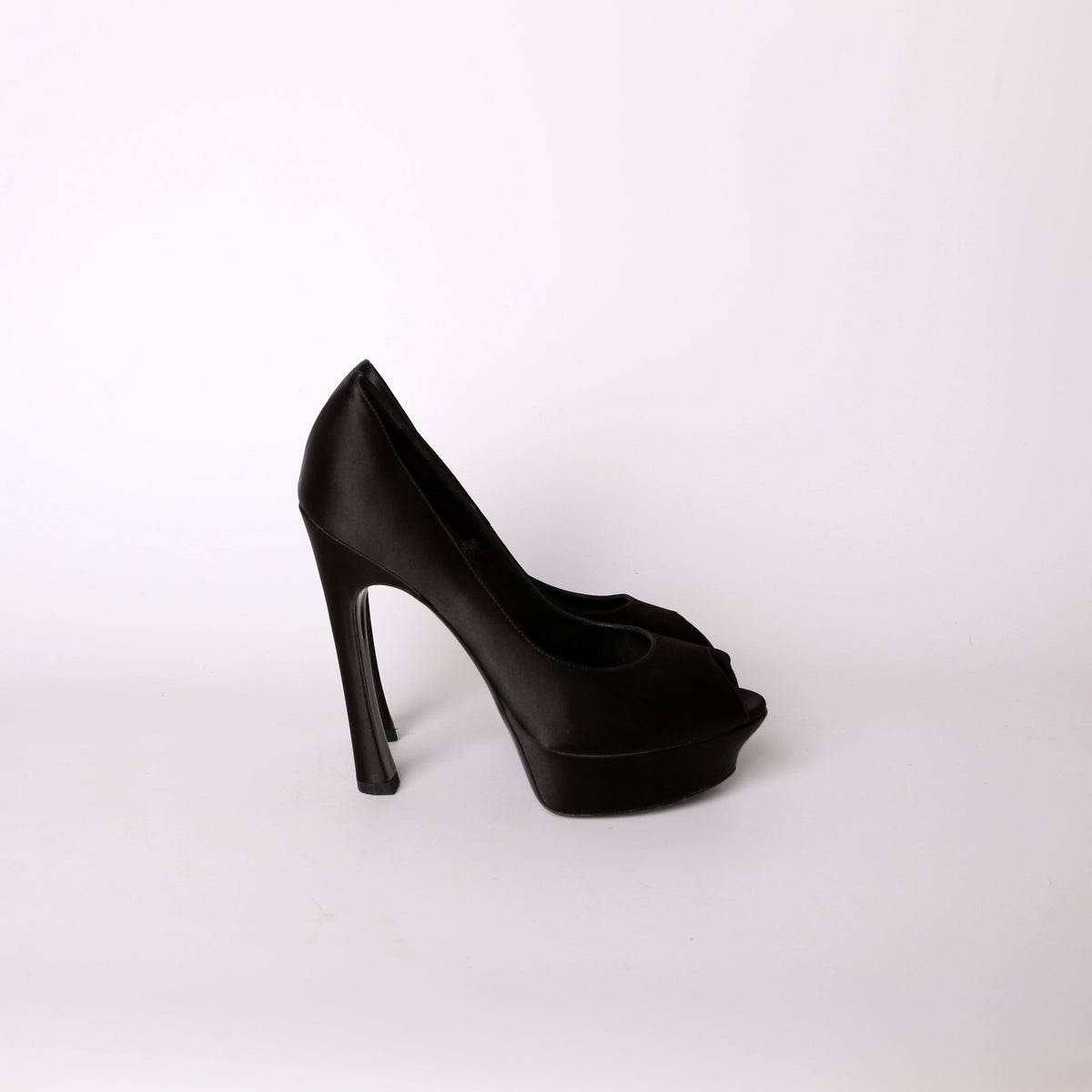 Satin Platform Open-Toe Pumps Size .