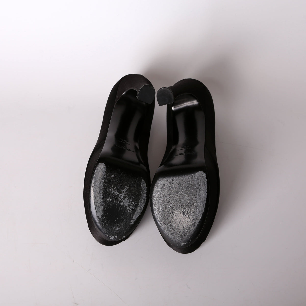 Satin Platform Open-Toe Pumps Size .