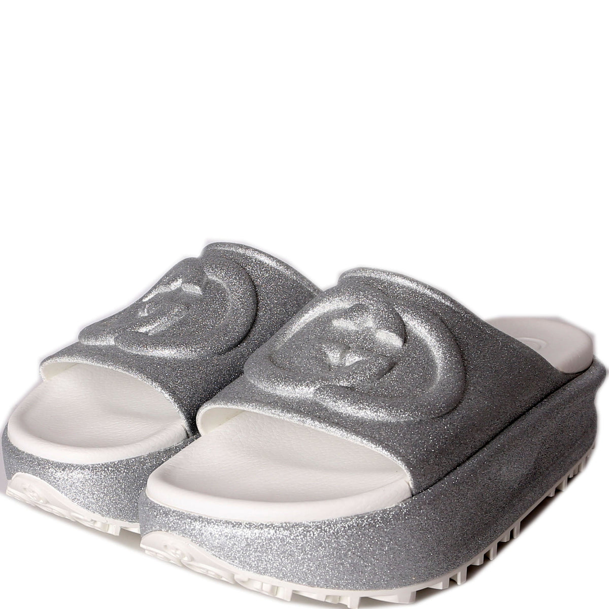 Miami Rubber Platform Glitter Slides Size