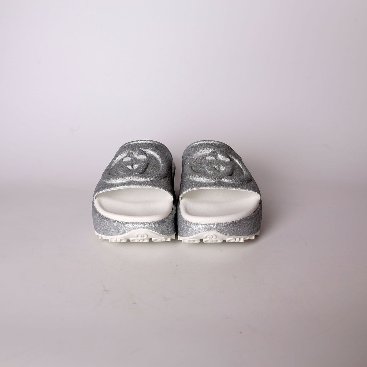 Miami Rubber Platform Glitter Slides Size