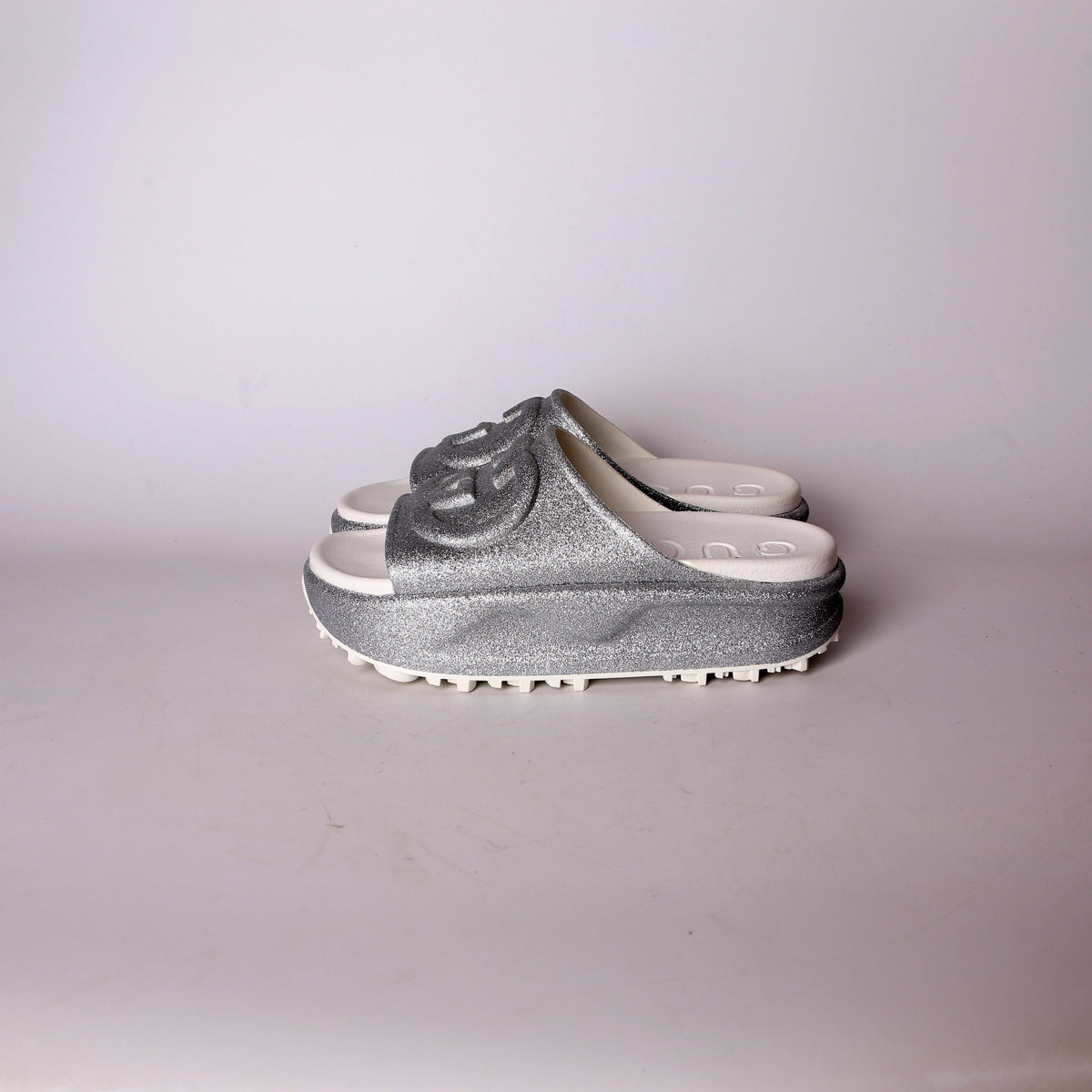 Miami Rubber Platform Glitter Slides Size
