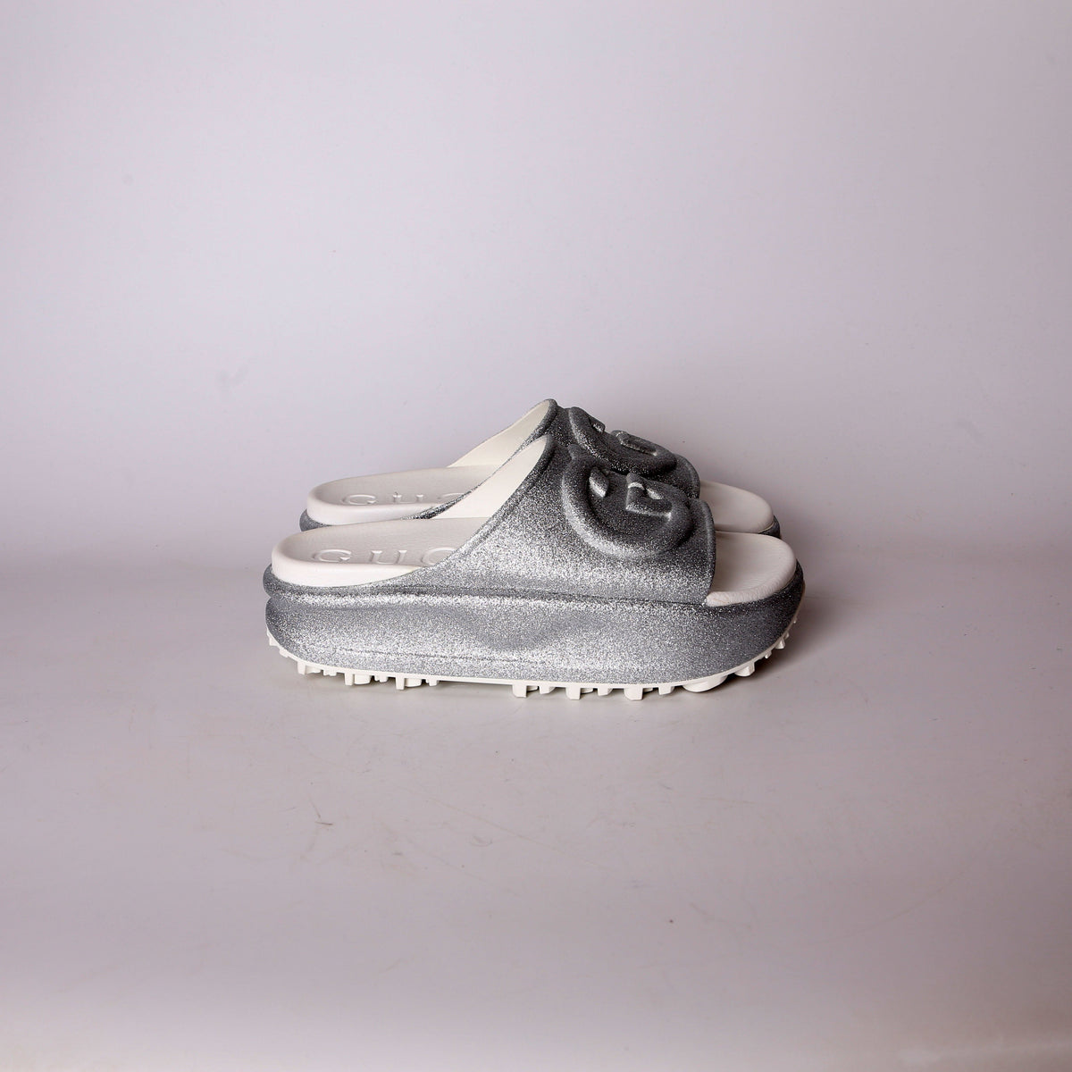 Miami Rubber Platform Glitter Slides Size