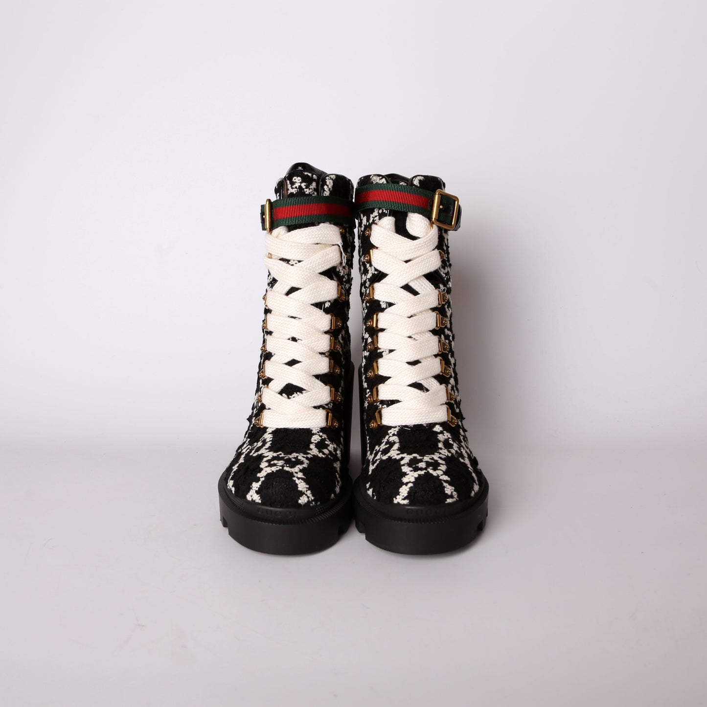Gucci Tweed Combat Boots Size