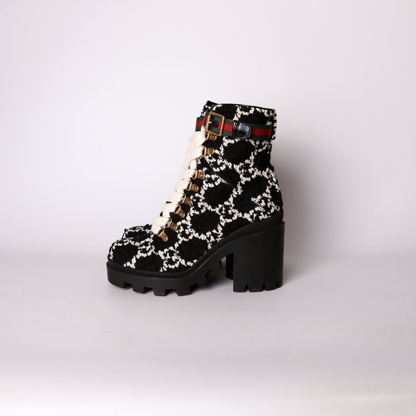 Gucci Tweed Combat Boots Size