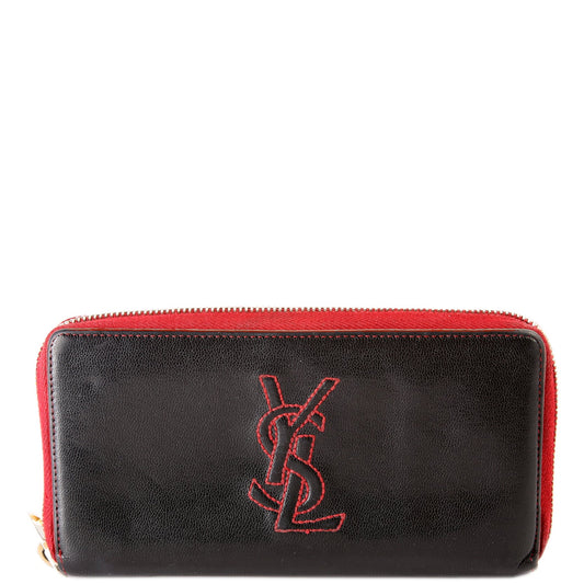 Belle De Jour Zip Around Wallet  Black/Red