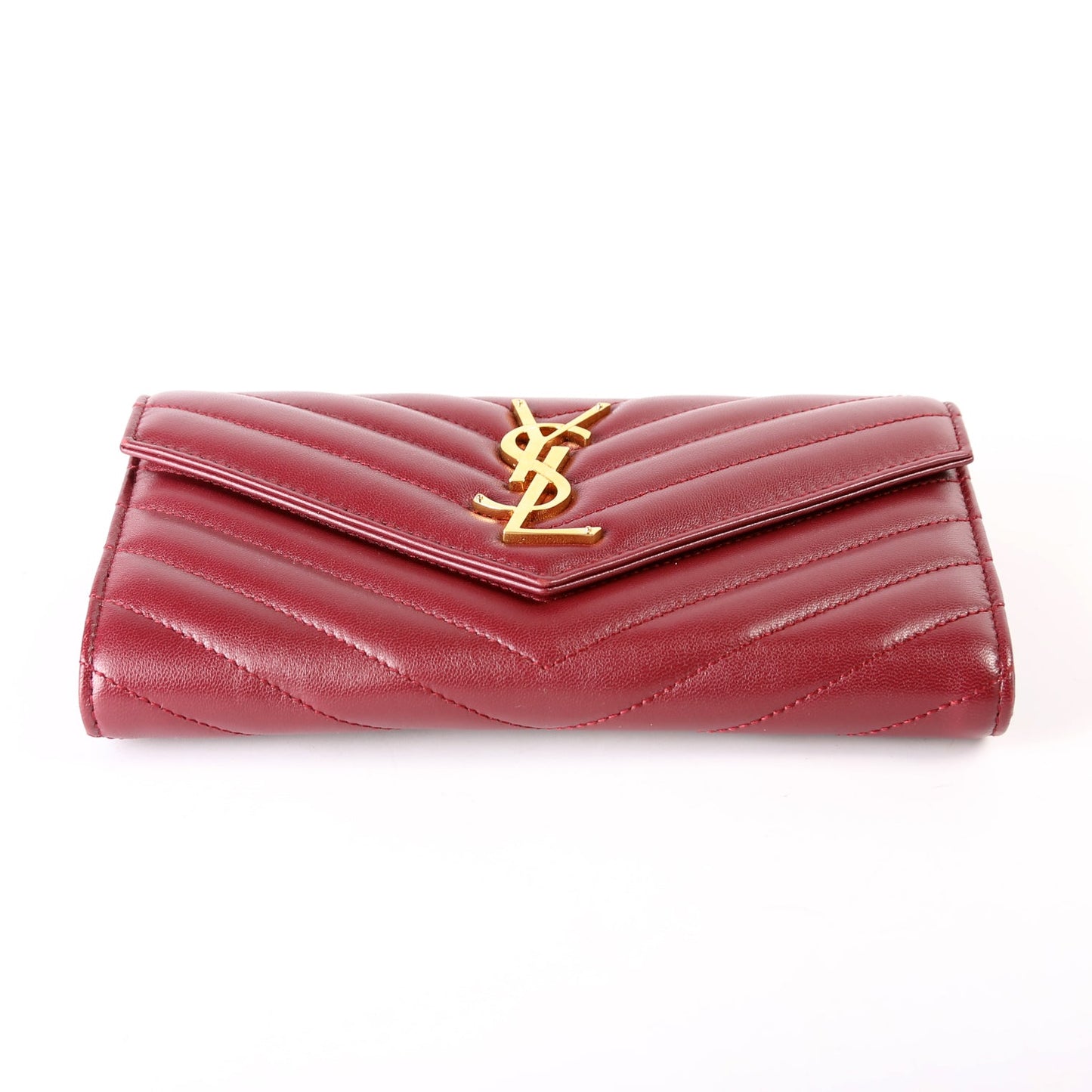 Flap Wallet Large Grain De Poudre  Burgundy
