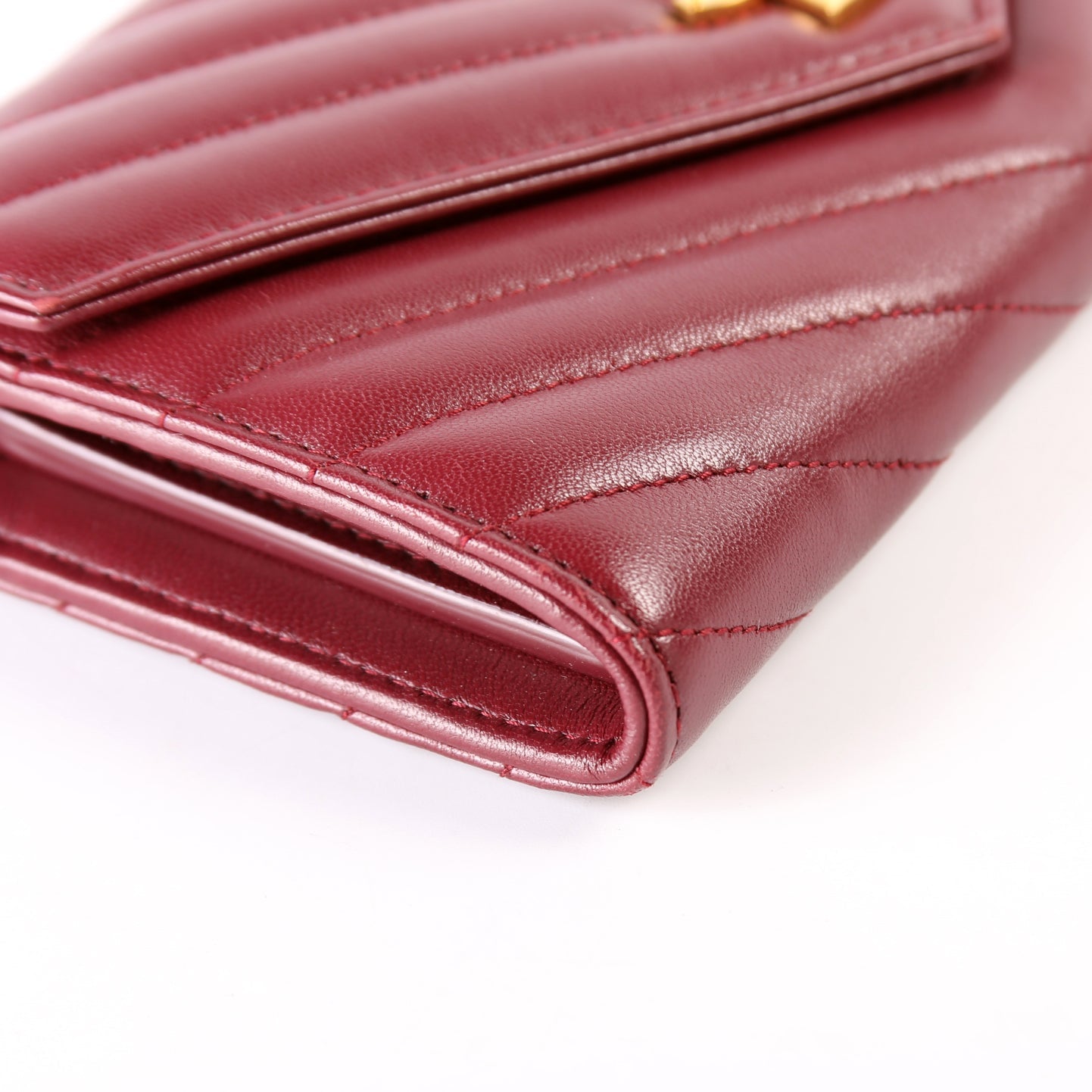 Flap Wallet Large Grain De Poudre  Burgundy