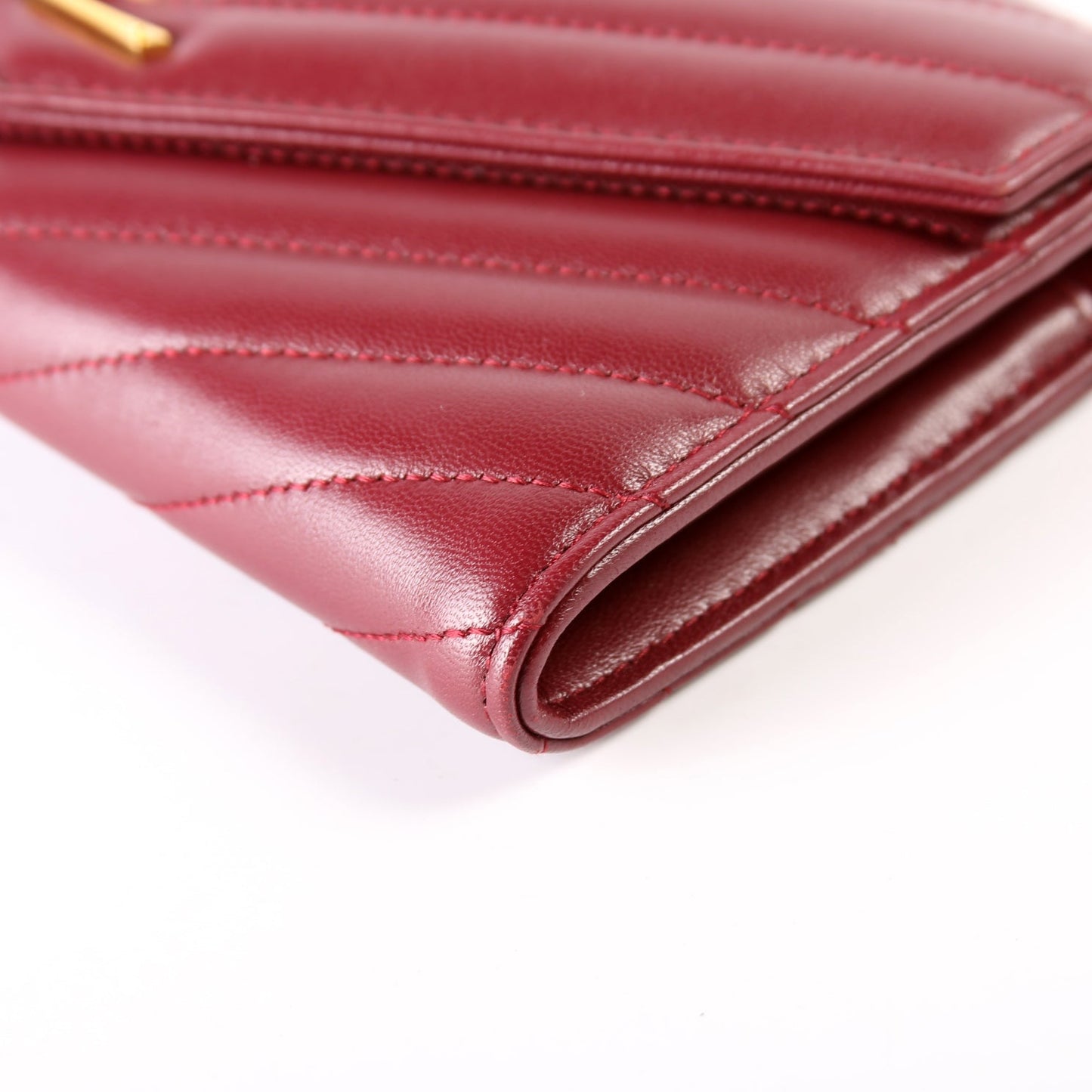 Flap Wallet Large Grain De Poudre  Burgundy