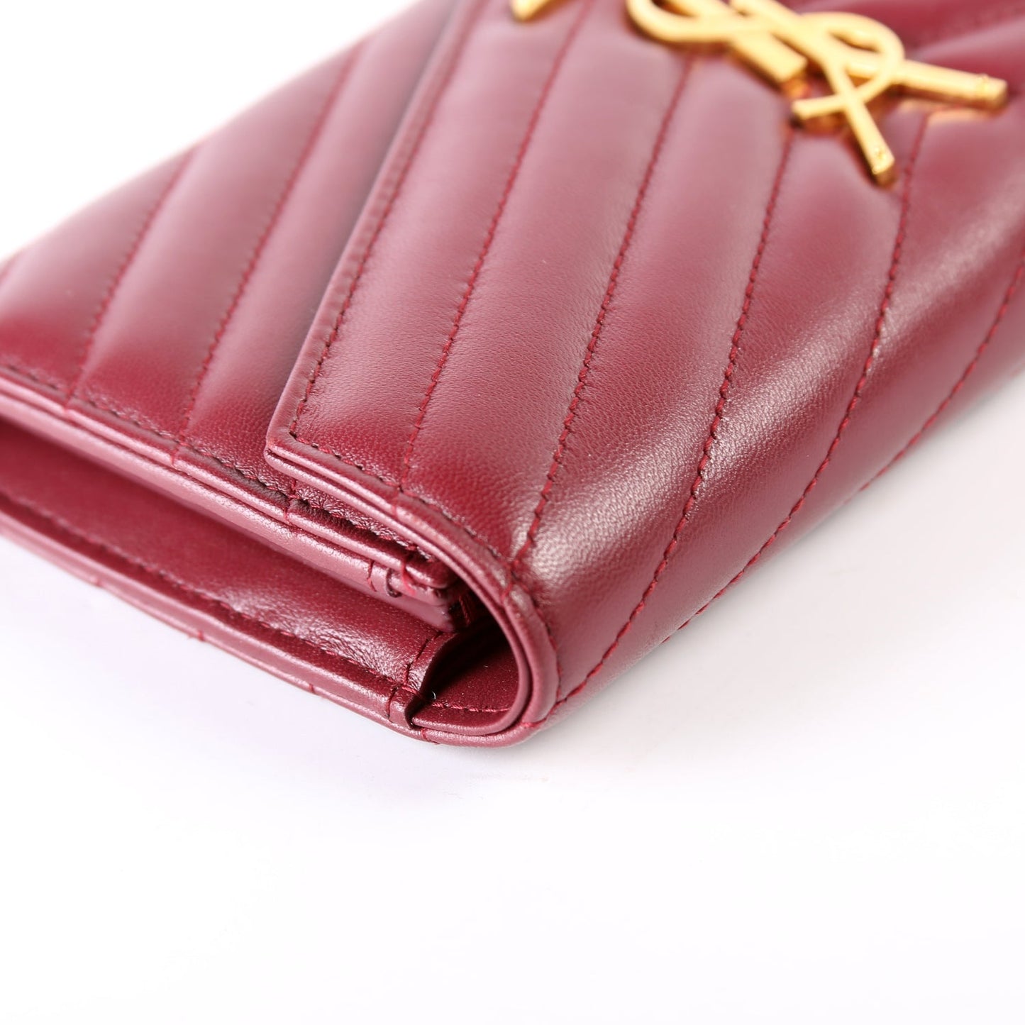 Flap Wallet Large Grain De Poudre  Burgundy