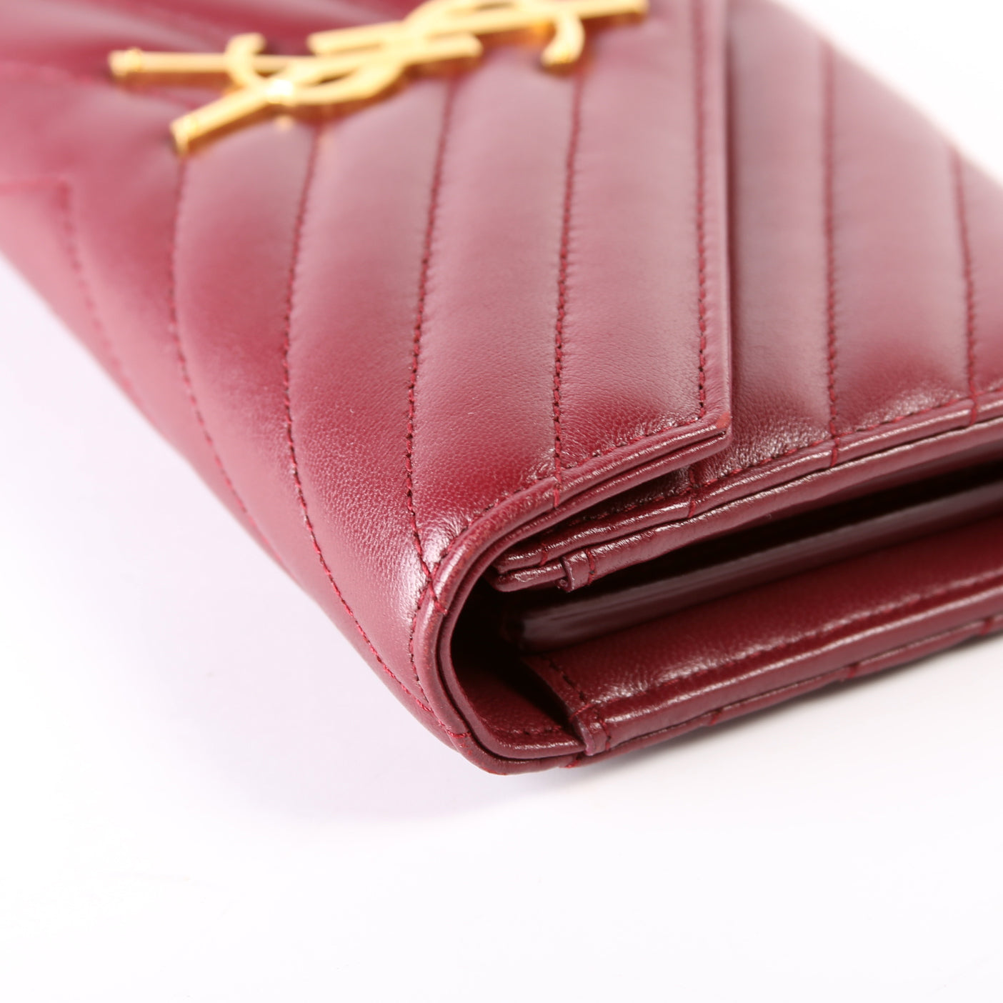 Flap Wallet Large Grain De Poudre  Burgundy