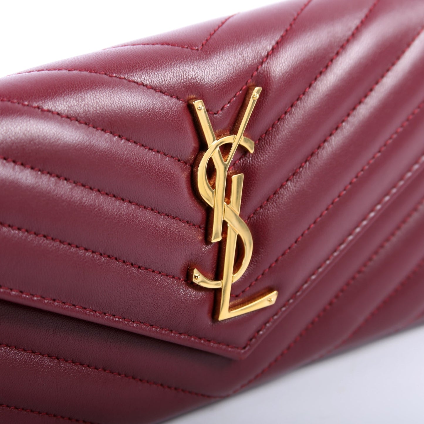 Flap Wallet Large Grain De Poudre  Burgundy