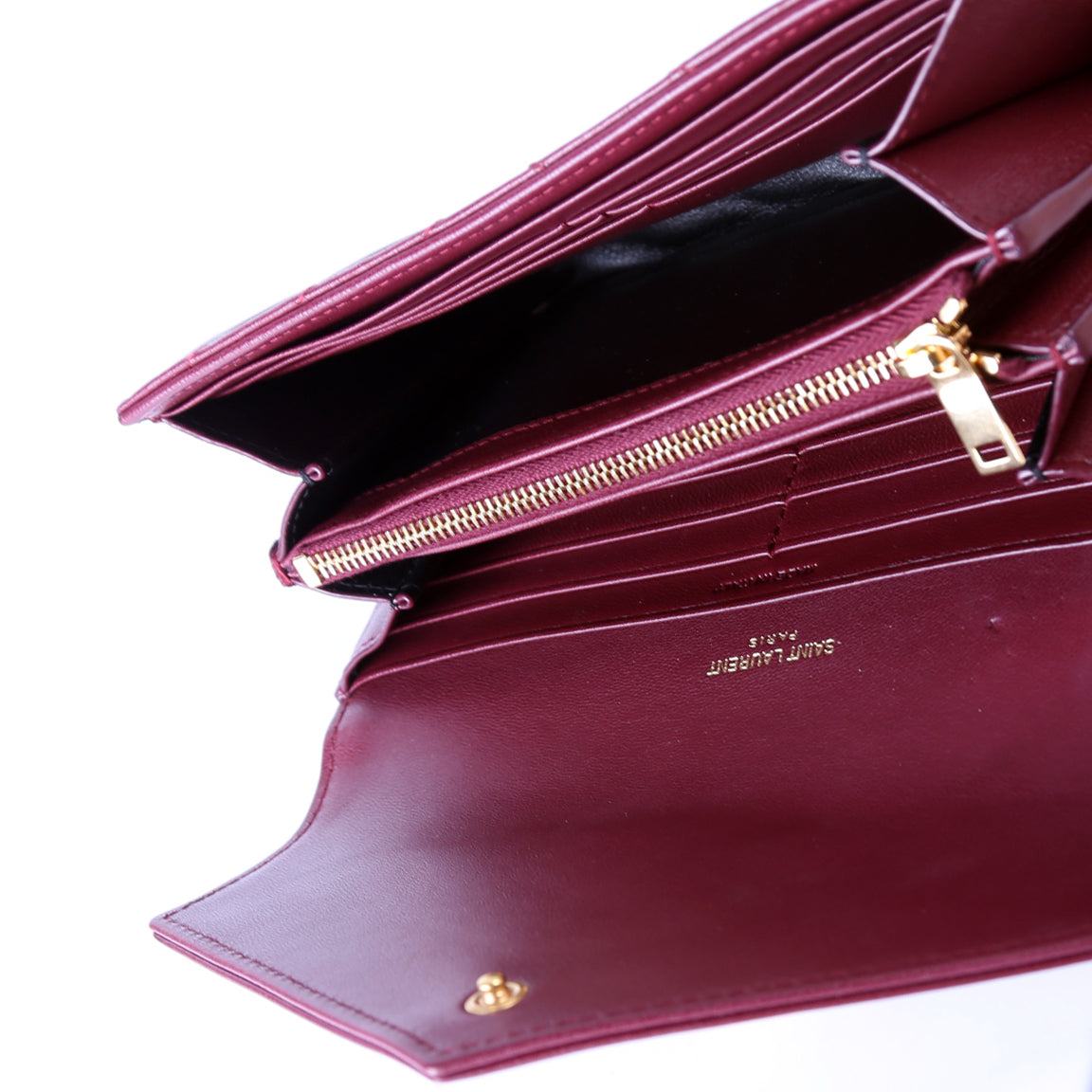 Flap Wallet Large Grain De Poudre  Burgundy
