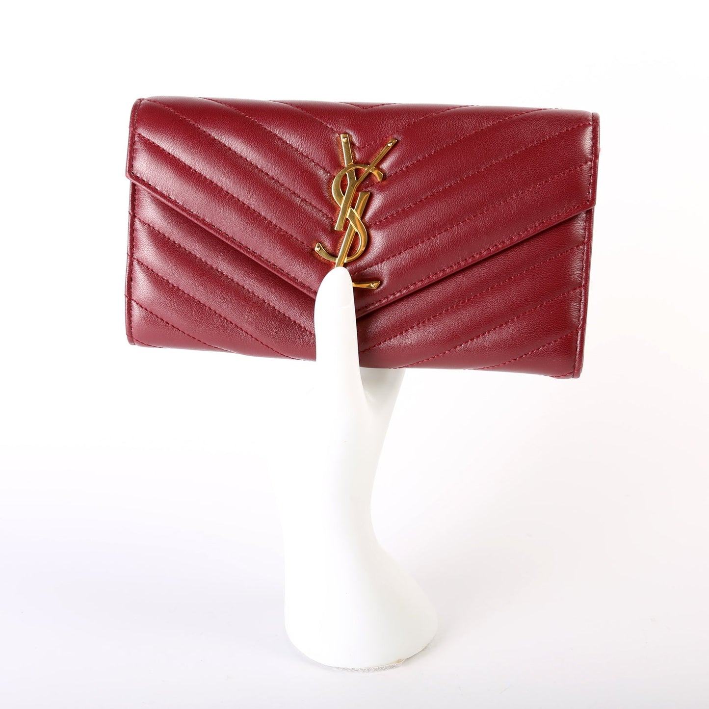 Flap Wallet Large Grain De Poudre  Burgundy