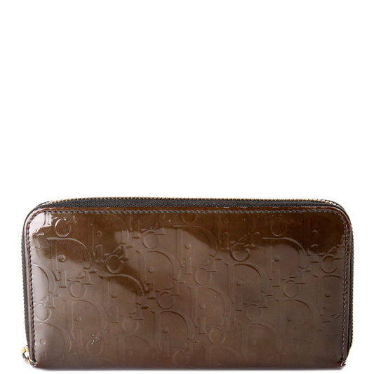 Trotter Zip Around Patent Wallet Green