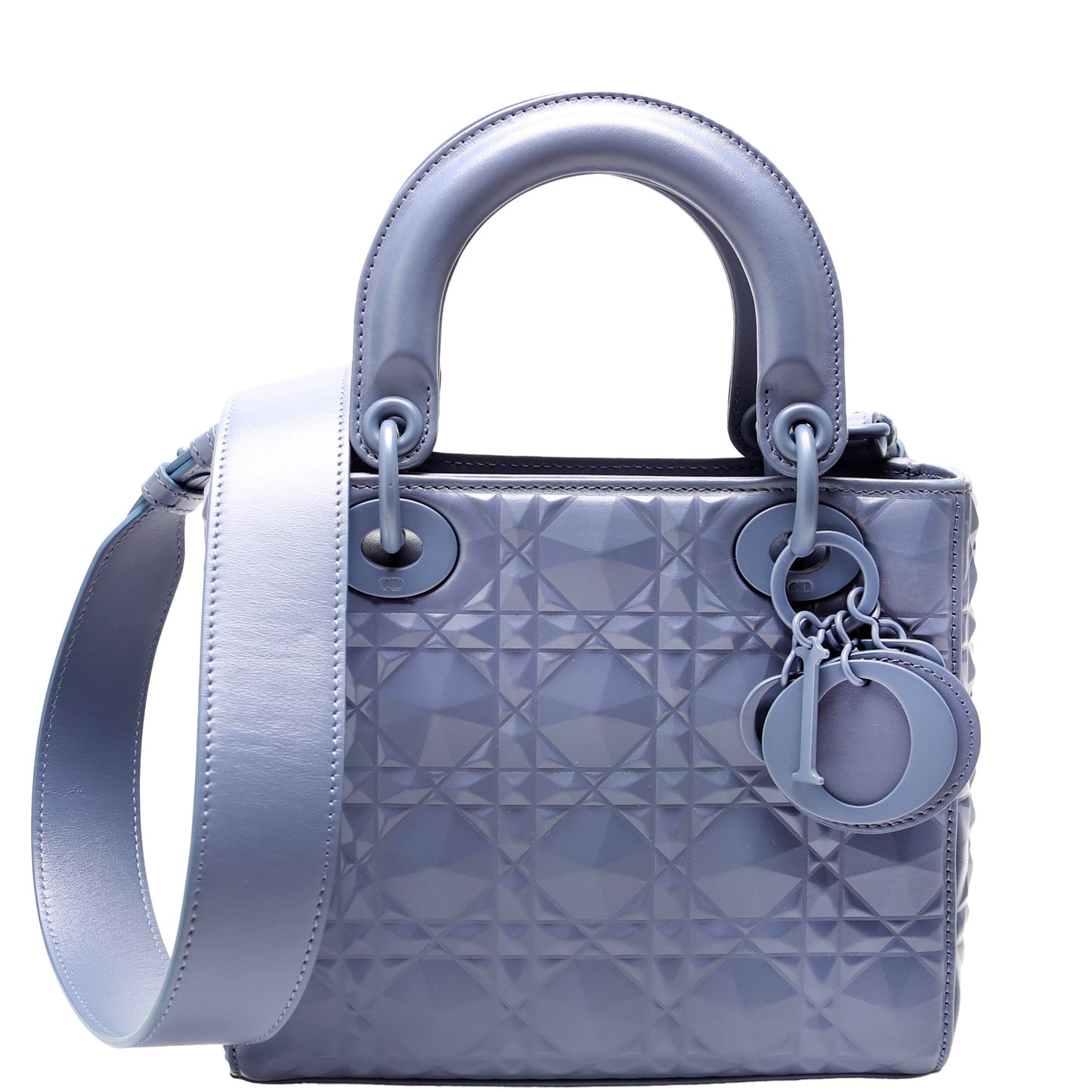 Lady Dior Small Diamond Cannage Calfskin Blue