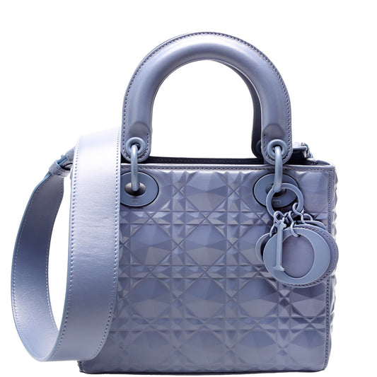 Lady Dior Small Diamond Cannage Calfskin Blue