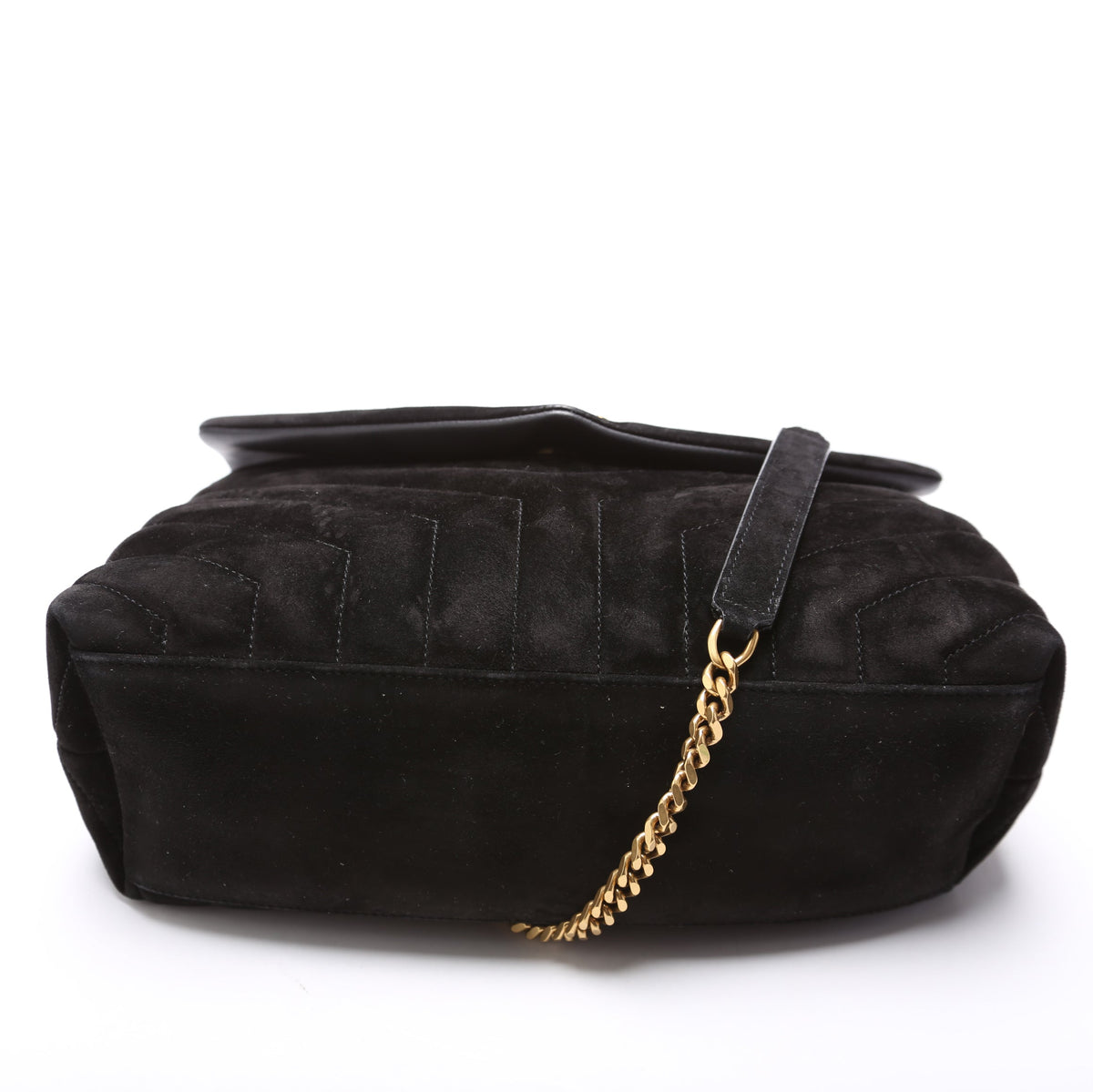 Loulou Medium Quilted Suede  Black